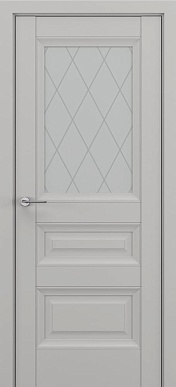 Классика Ампир, багет B2, дверь со стеклом (матовый серый)