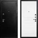 Дверь входная С-1/Панель эмаль Смальта-01, металл 1.5 мм, 2 замка, титан/белый Ral 9003