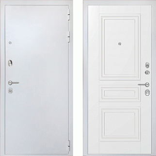 Дверь входная Премиум Сноу, шагрень белая/Классика сноу