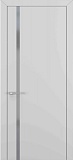 Межкомнатная дверь Квалитет К-1, гладкая дверь ПВХ с вертикальным стеклом, серый матовый