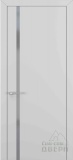 Квалитет К-1, гладкая дверь ПВХ с вертикальным стеклом, серый матовый