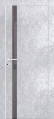 PX-8, гладкая дверь под бетон со стеклом, кромка ALU (серый бетон)