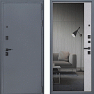 Дверь входная Прораб с зеркалом, букле графит/бетон светлый