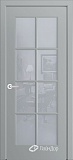 Межкомнатная дверь Аврора-ФП3, дверь с английской решеткой, стекло сатин матовый, эмаль дымчатая