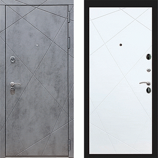 Дверь входная Соната-103, бетон темный/шагрень белая