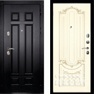 Дверь входная Гера-2/Панель эмаль Смальта-13, металл 1.5 мм, 2 замка KALE, венге/слоновая кость Ral1013, патина золото