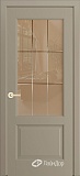 Межкомнатная дверь Кантри-К, дверь неоклассика со стеклом Решетка-2, эмаль мокко
