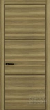 Квалитет К-11, гладкая дверь экошпон, с черной алюминиевой кромкой, дуб серый