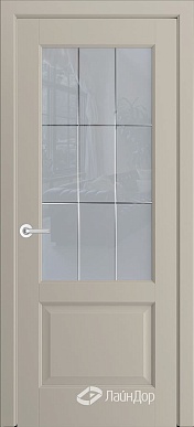 Кантри-К, дверь неоклассика со стеклом Решетка-2, эмаль латте