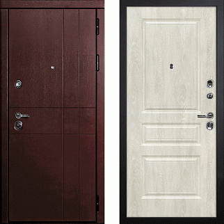 Дверь входная С-2/Панель экошпон Версаль-2, металл 1.5 мм, 2 замка, орех премиум/дуб седой