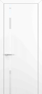 Квалитет К-1, гладкая дверь ПВХ с вертикальным стеклом, белый матовый