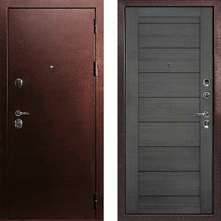 Дверь входная С-3/Панель экошпон Техно-708, металл 1.5 мм, 2 замка, медный антик/грей
