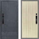 Дверь входная Скандинавия с электронным замком, бетон антрацит/эвкалипт австралийский