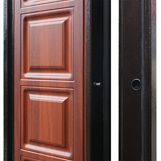 Дверь входная двустворчатая Дельта, медный антик/орех итальянский