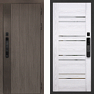 Дверь входная Ривьера/PSK-1 с электронным замком, дымчатый камень/ривьера айс