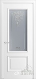 Кантри-П, классическая дверь со стеклом Версаль, белая эмаль