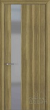 Квалитет К-3, гладкая дверь с вертикальным стеклом, с алюминиевой кромкой, экошпон, дуб серый