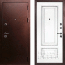 Дверь входная C-3/Панель эмаль Смальта-08, металл 1.5 мм, 2 замка, медный антик/белый Ral9003, патина серебро
