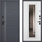 Дверь входная Осло с зеркалом, графит/белый