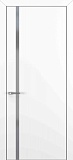 Межкомнатная дверь Квалитет К-1, гладкая дверь с вертикальным стеклом, с алюминиевой кромкой, белый матовый