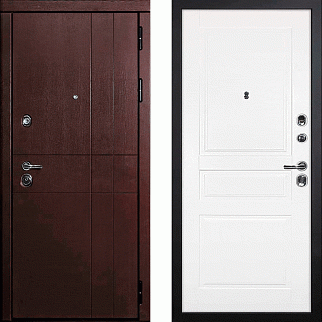Дверь входная С-2/Панель эмаль Смальта-01, металл 1.5 мм, 2 замка, орех премиум/белый Ral 9003