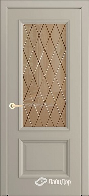Кантри-П, классическая дверь со стеклом Лондон, эмаль латте