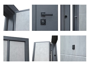 Дверь входная двустворчатая Байкал, букле графит/бетон светлый