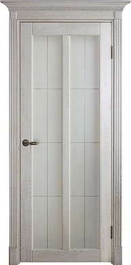 Классика-7, массив кавказского дуба, дверь со стеклом (беленый дуб)