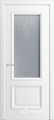 Кантри-П, классическая дверь со стеклом Версаль, белая эмаль
