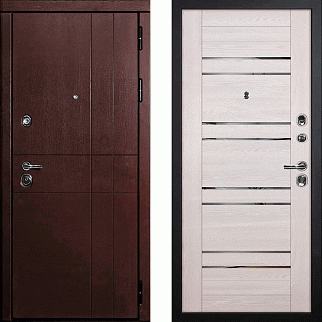 Дверь входная С-2/Панель экошпон PSK-1, металл 1.5 мм, 2 замка, орех премиум/ривьера крем