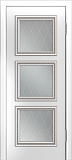 Межкомнатная дверь ДО Грация-Д, багет Б006, патина, стекло Лондон (эмаль белая)