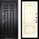 Дверь входная Гера-2/Панель эмаль Смальта-14, металл 1.5 мм, 2 замка KALE, венге/слоновая кость Ral1013, патина шампань