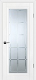 Межкомнатная дверь ДО PSC-35, стекло сатинат с гравировкой (белый)