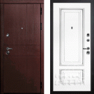 Дверь входная С-2/Панель эмаль Смальта-08, металл 1.5 мм, 2 замка, орех премиум/белый Ral 9003, патина серебро