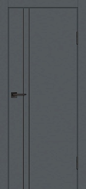Дверь межкомнатная гладкая матовая P-20, черный молдинг (графит)